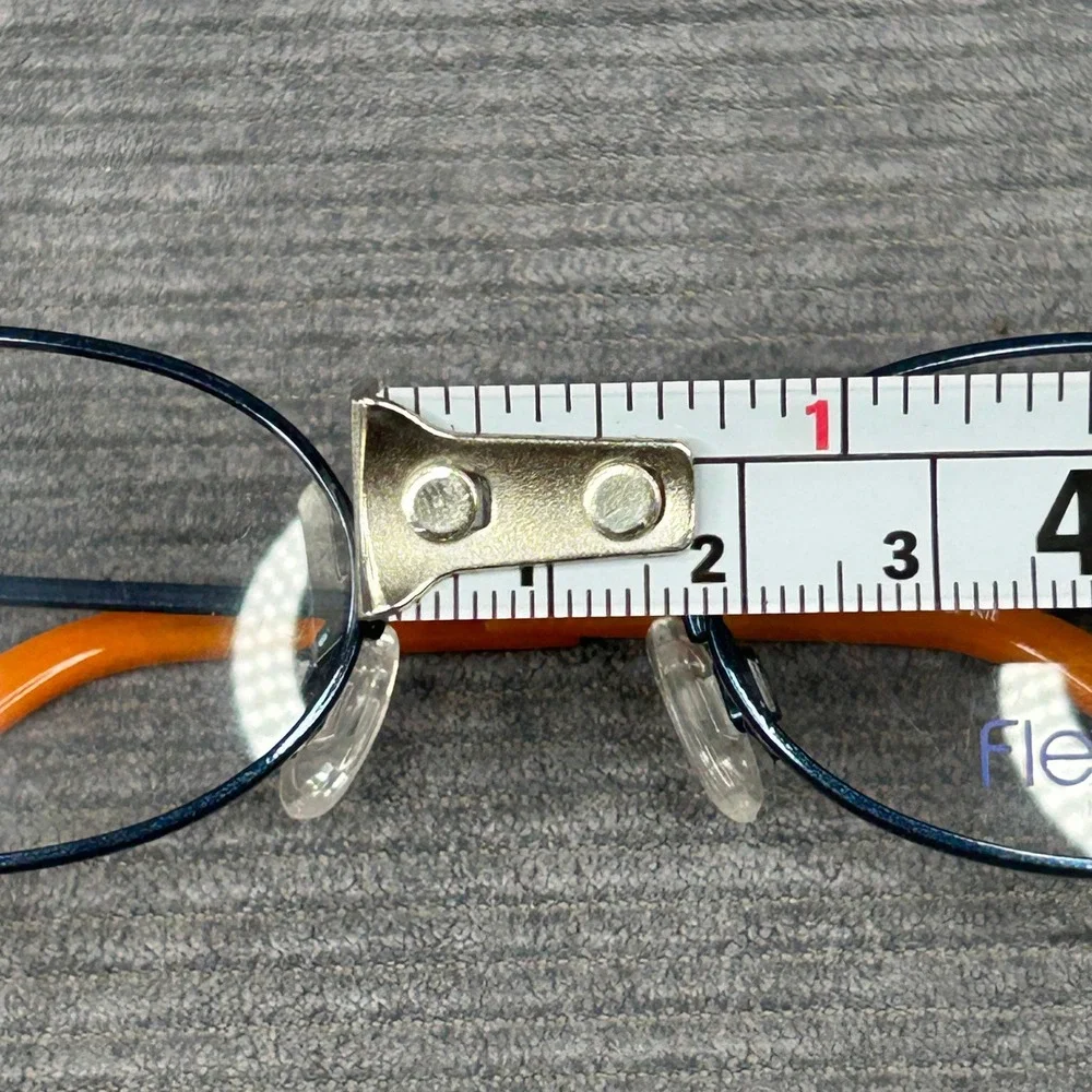 Flexon Kids Comet 424 Navy Blue Orange Y2k Eyeglass Frames 44-19-125 Oval Metal